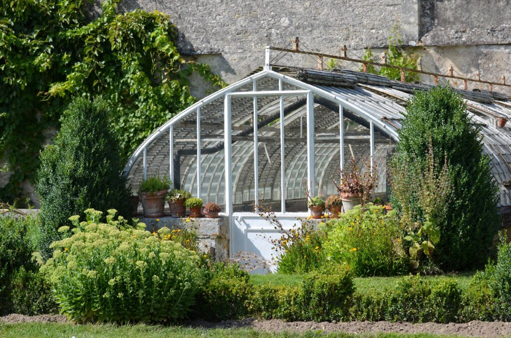 A traditional style residential greenhouse